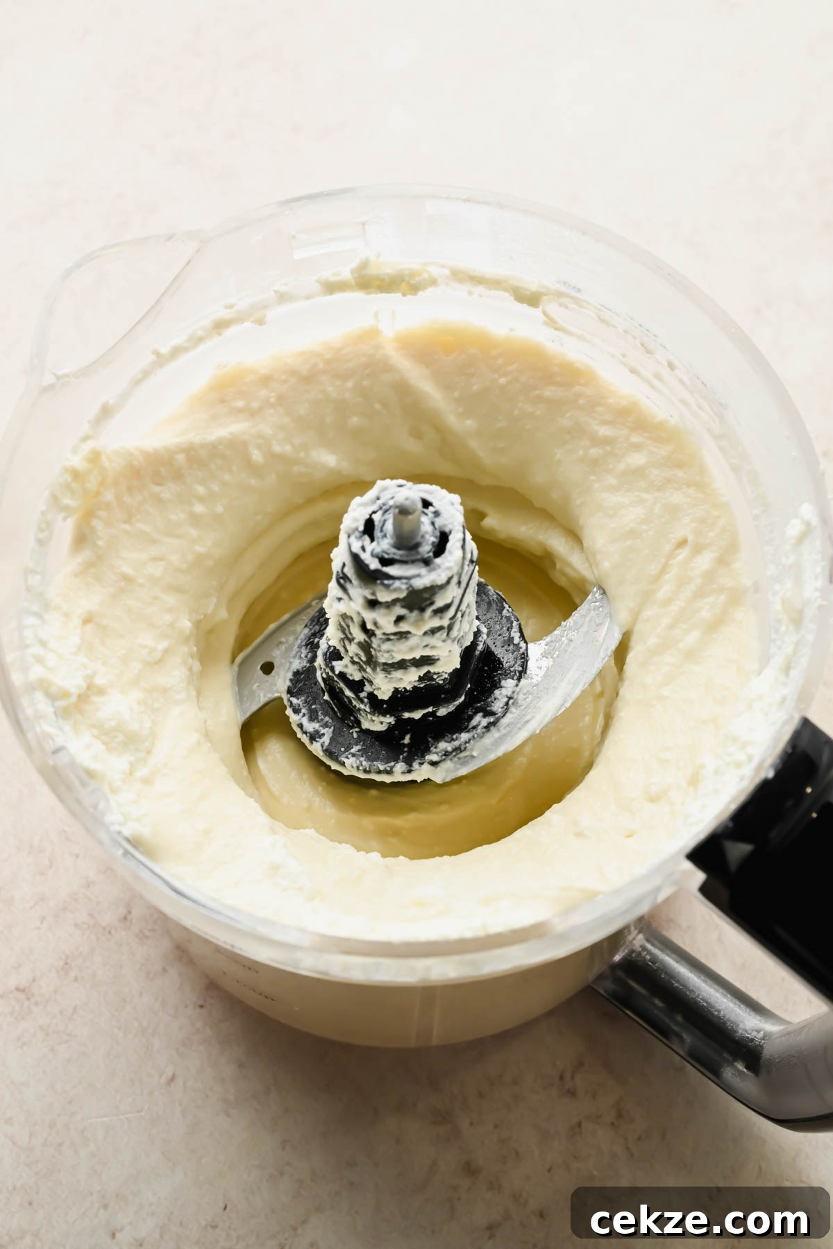 Feta, Bacon & Date Dip Recipe: Sweet Savory Party Appetizer 6 whipped feta cheese in food processor.