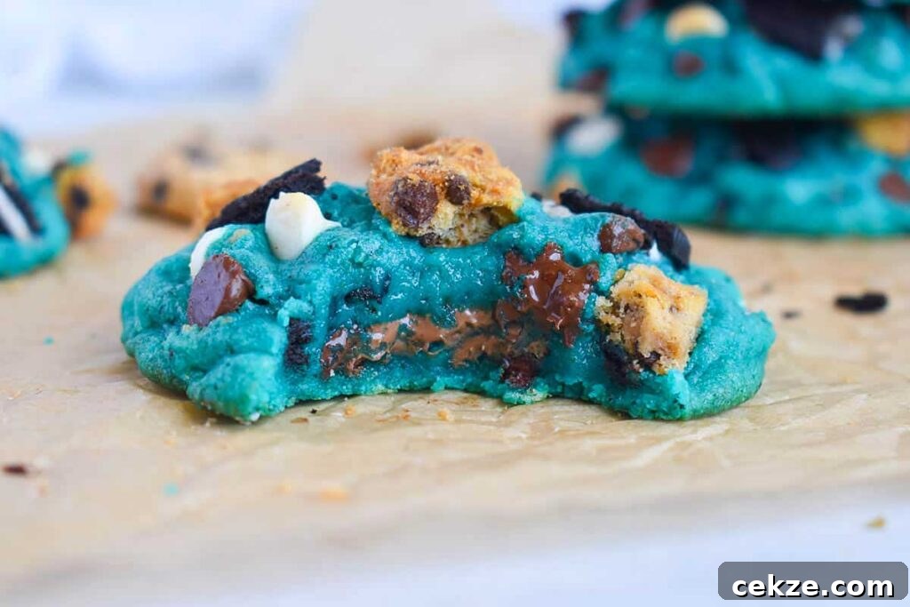 49 TikTok Recipes That Truly Live Up to the Hype 47 Blue cookies with oreo chunks inspired by the cookie monster