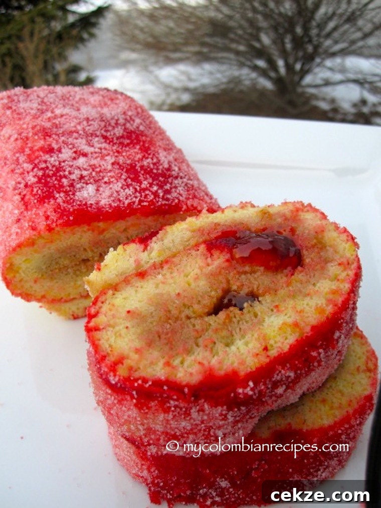 Rollo Rojo de Guayaba (Colombian Red Roll Cake with Guava)