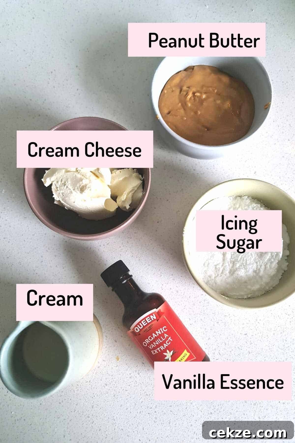 Peanut Butter and Cream Cheese Frosting (No Butter) 3 ingredients needed to make the peanut butter cream cheese frosting