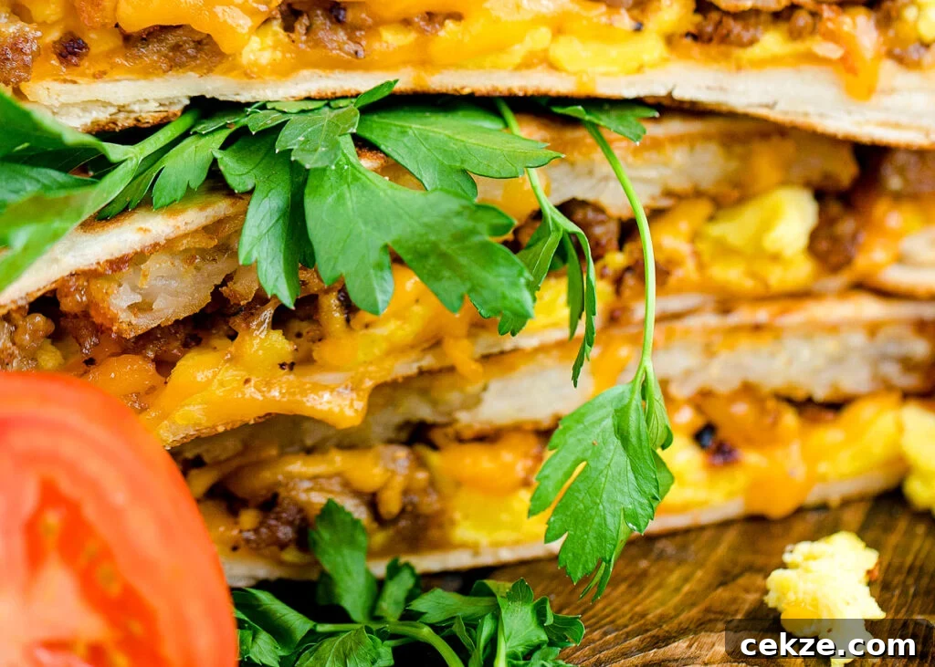 Breakfast crunch wrap on a plate.