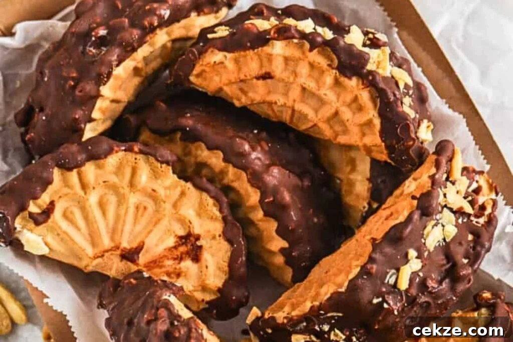 A tray filled with homemade choco tacos.