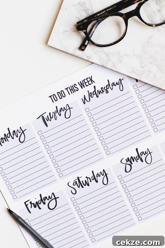 Weekly To-Do List Printable from Montgomery Fest | 15 Free Organization Printables