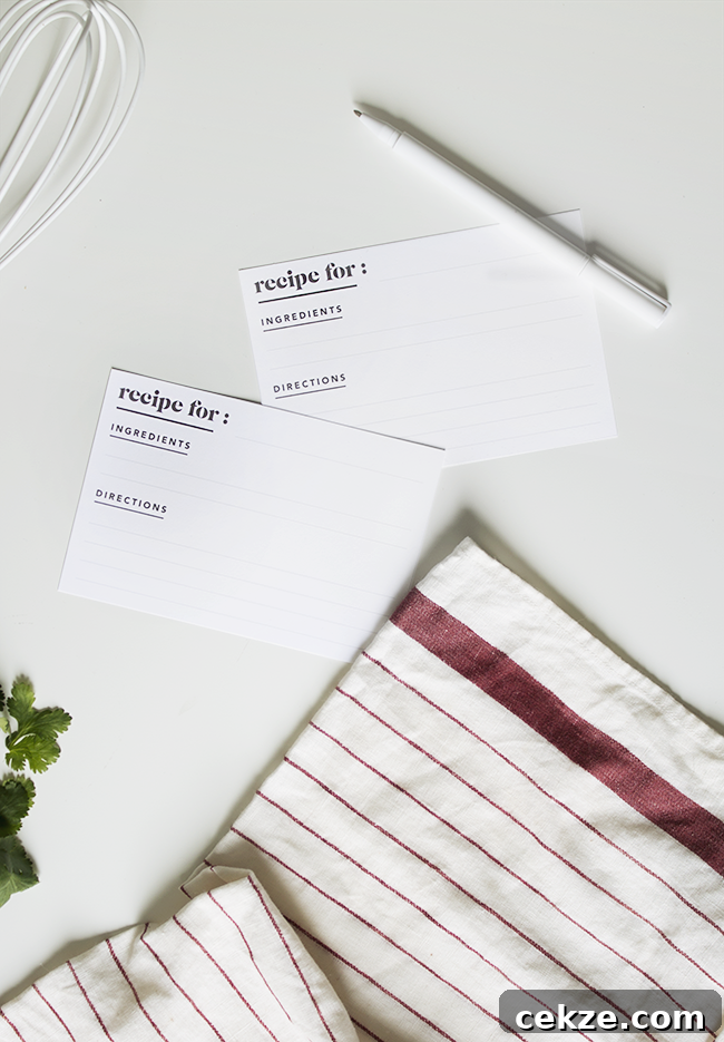  Printable Minimal Recipe Cards from Almost Makes Perfect | 15 Free Organization Printables