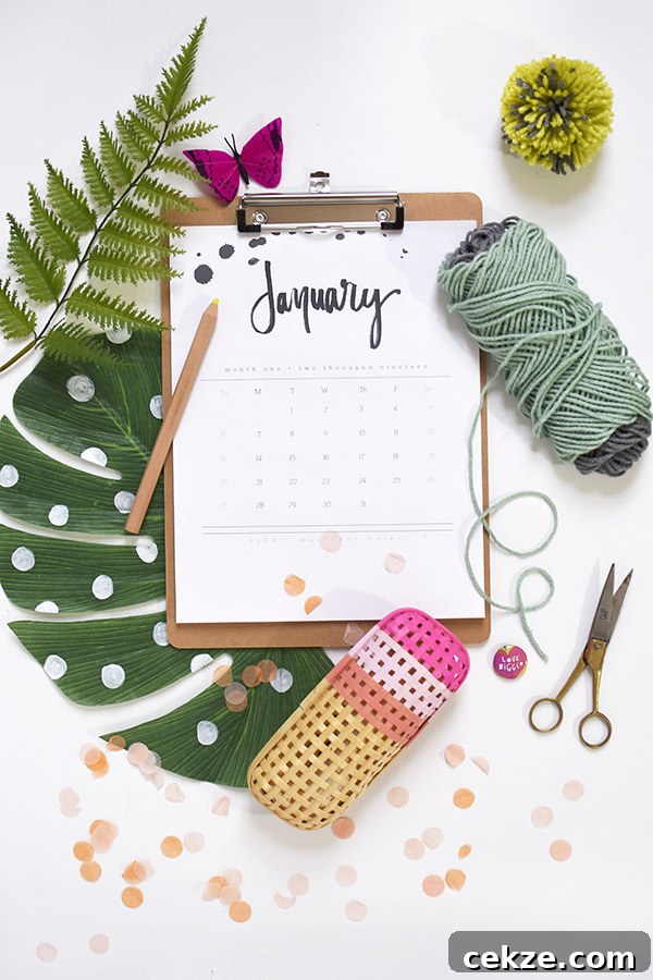 2019 Hand Letter Printable Calendar from Delineate Your Dwelling | 15 Free Organization Printables
