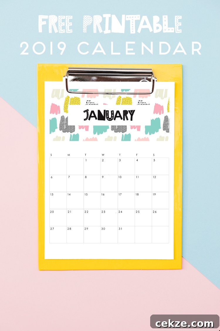 Free Printable 2019 Calendar from Gathering Beauty | 15 Free Organization Printables