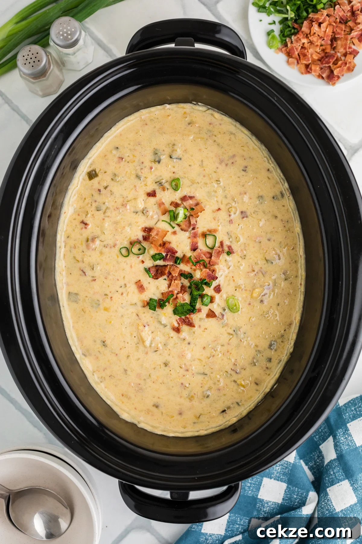 Crack potato soup in a slow cooker.