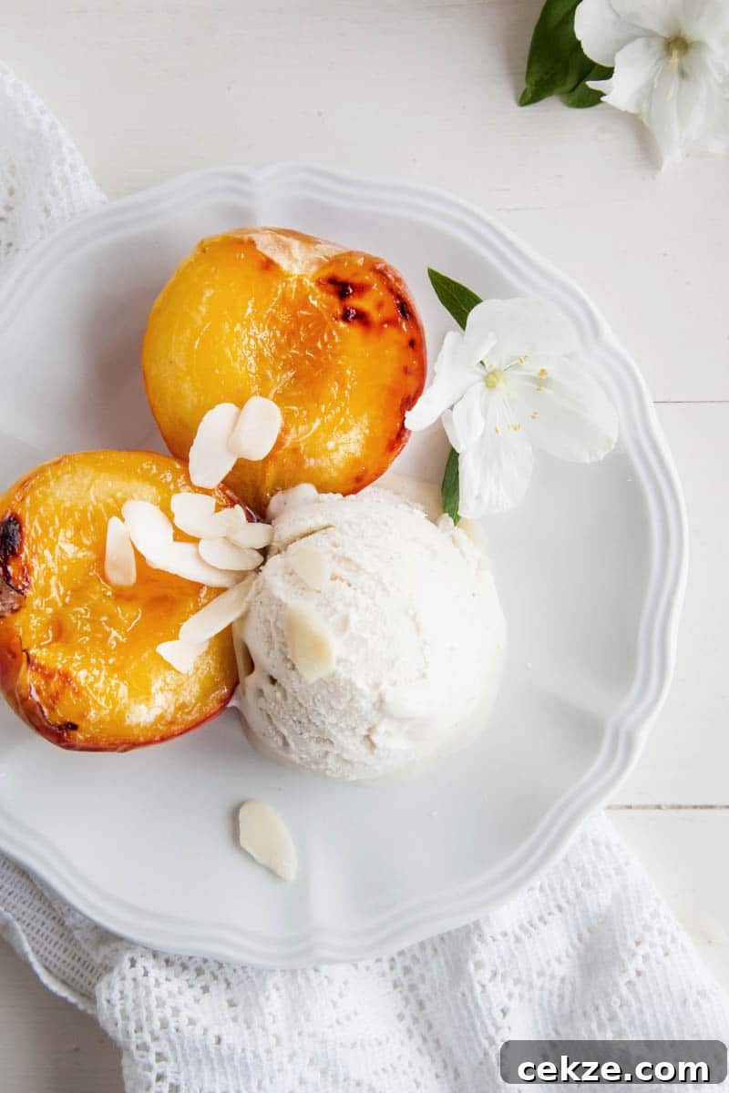 Almond Grilled Peaches & Cream (Vegan + GF)