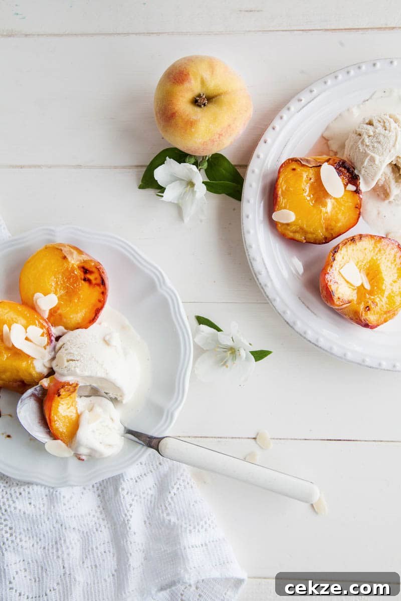 Almond Grilled Peaches & Cream (Vegan + GF)
