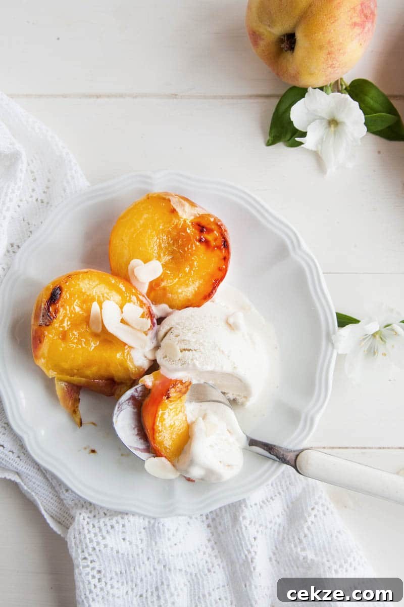 Almond Grilled Peaches & Cream (Vegan + GF)