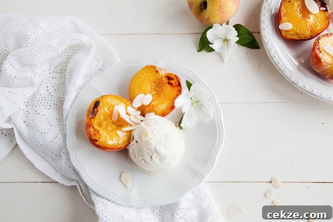 Almond Grilled Peaches & Cream (Vegan + GF)