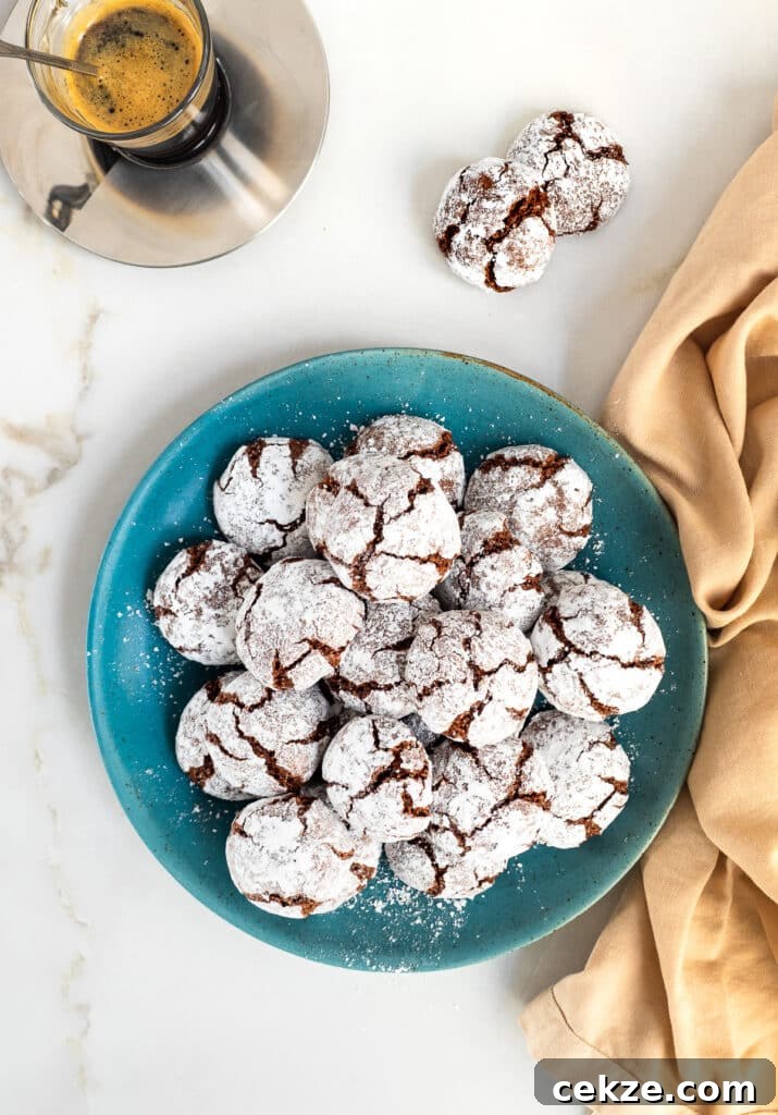Full plate of gluten-free chocolate amaretti cookies.
