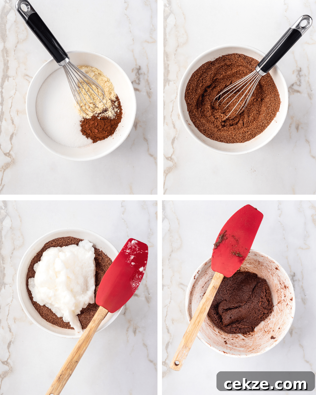 Step-by-Step images of for making chocolate amaretti cookies.
