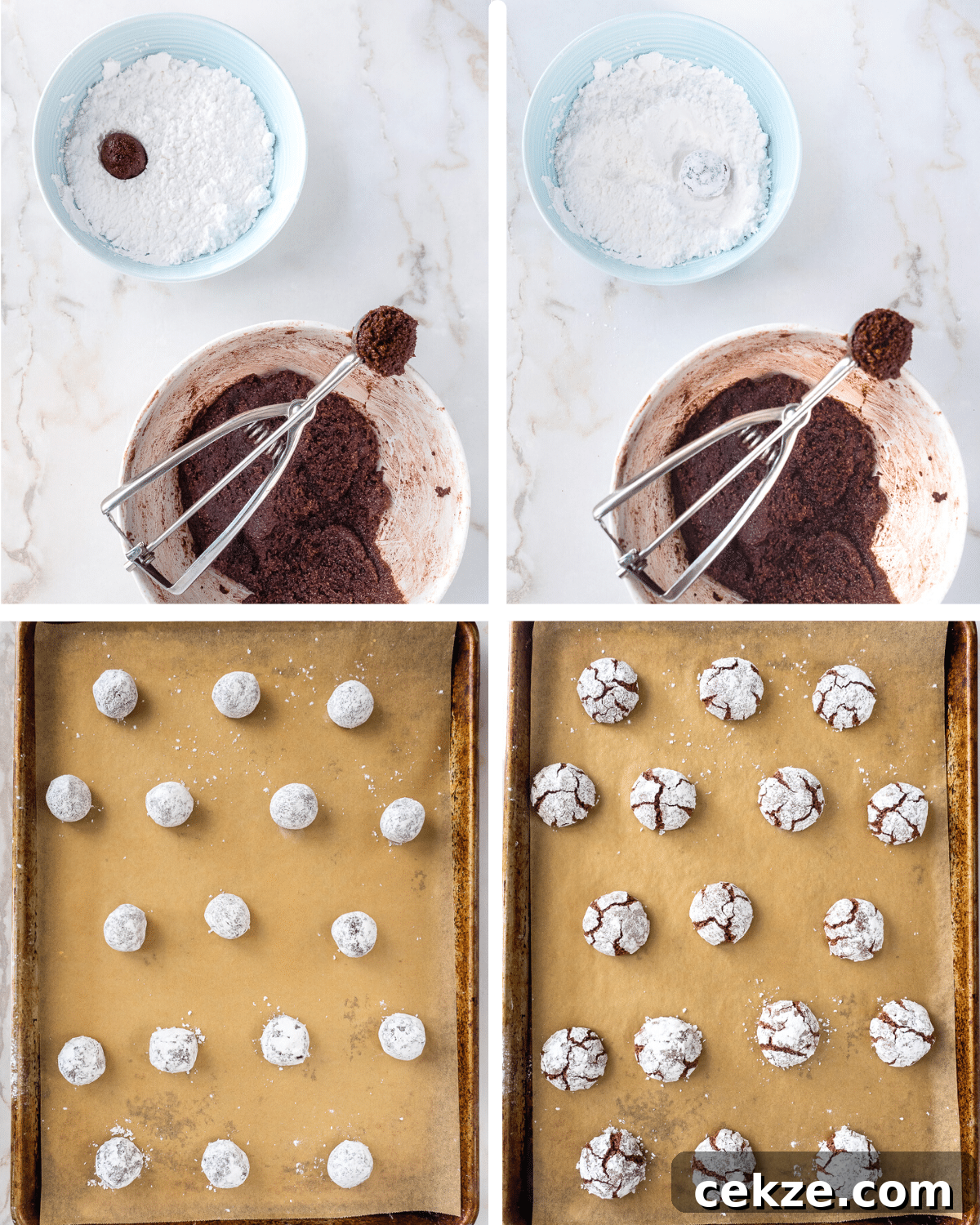 Step-by step images of how to make chocolate amaretti cookies.