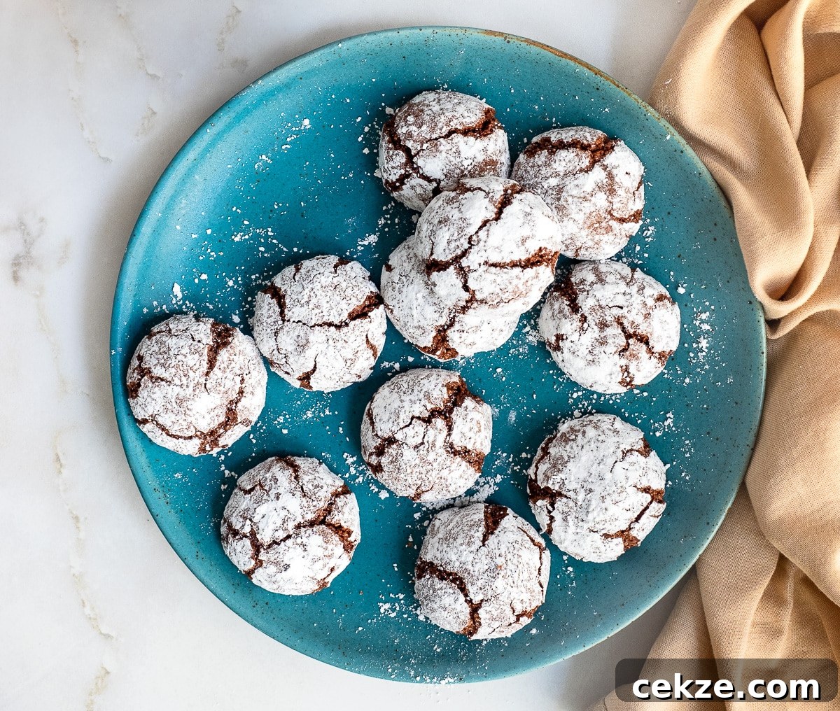Plate of chocolate amaretti cookies.