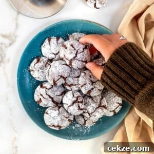 Plate of chocolate amaretti cookies.