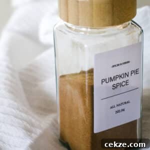 pumpkin pie spice in a spice jar.