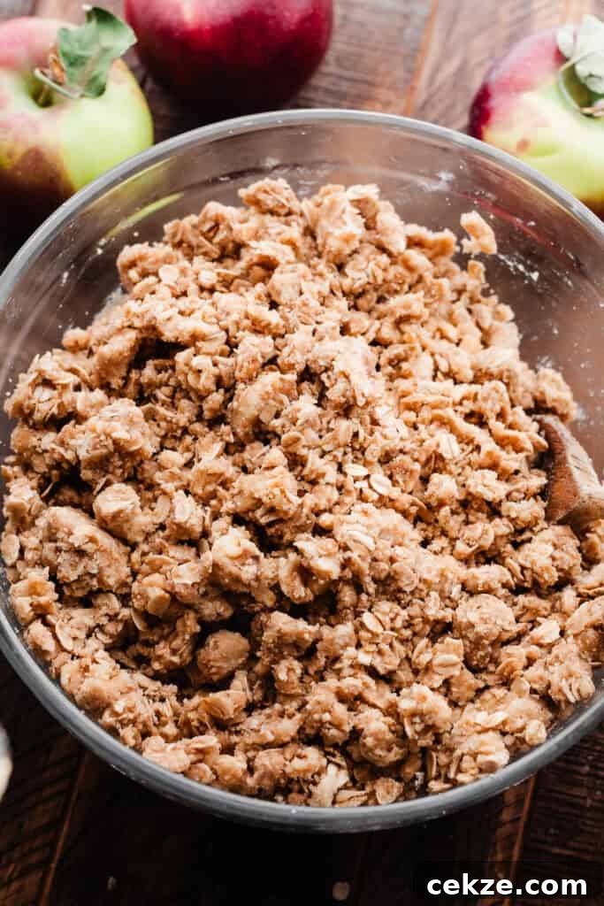 A bowl of the crust crumble mixture.
