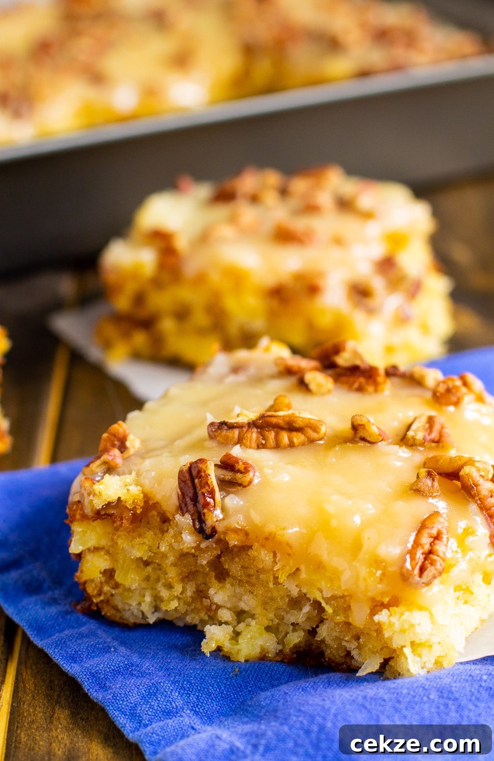 Two Slices of Pineapple Sheet Cake.