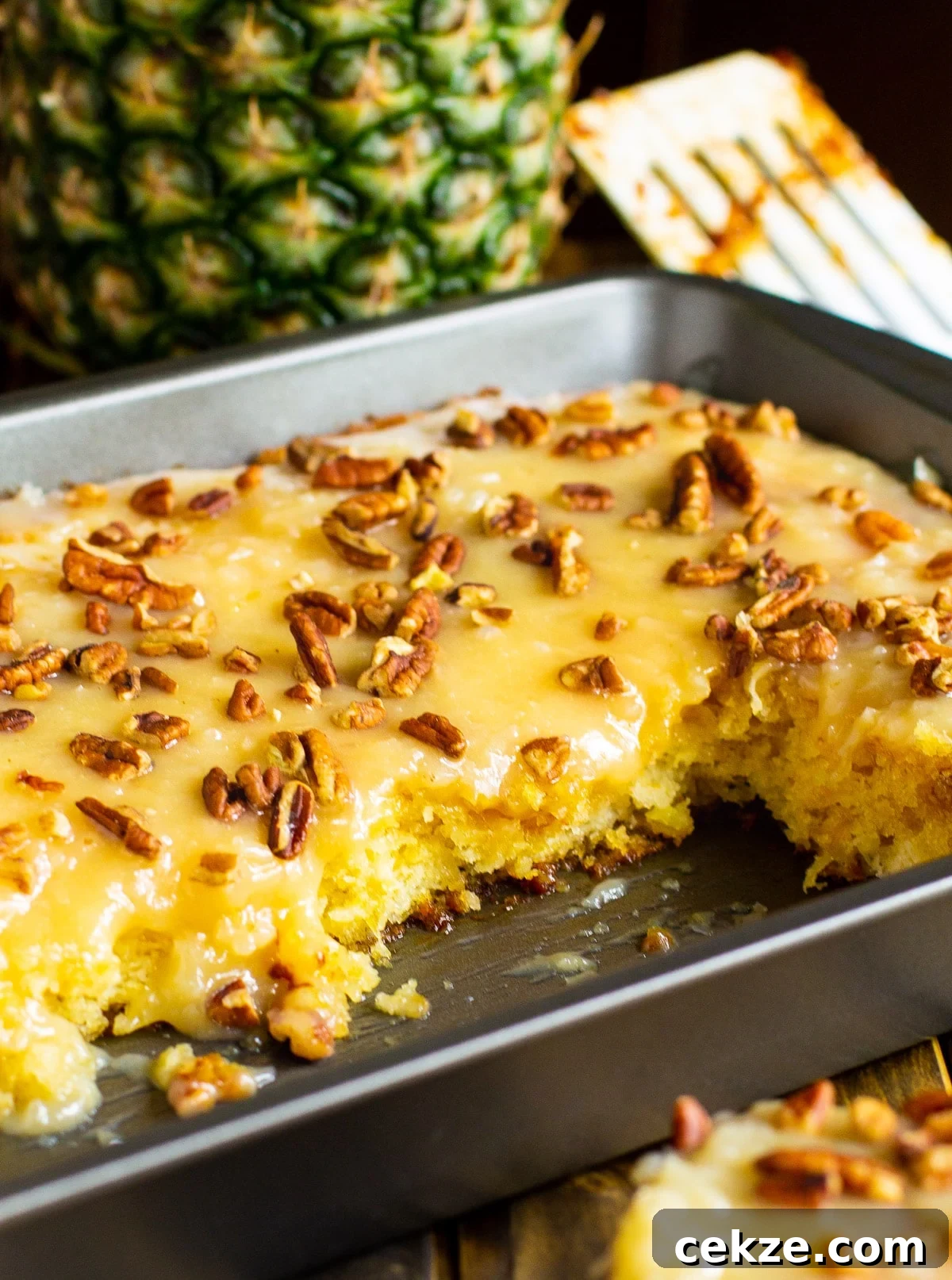 Pineapple Sheet Cake in 9x13-inch pan.